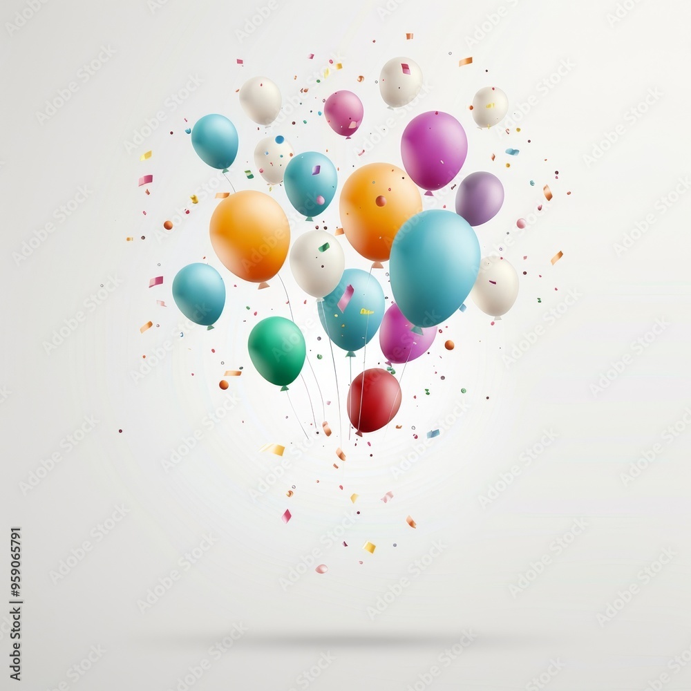 Party balloons, festive element, detailed illustration, bright and cheerful, isolated on white background Party balloons, festive element, detailed illustration, bright and cheerful, isolated on white background