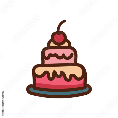 Cake logo, vector illustration design, food icon on a white background. Eps 10.