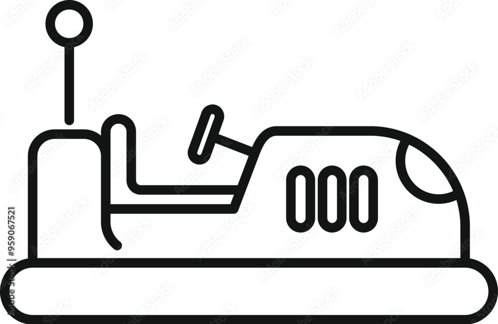 Bumper car icon in outline style, amusement park electric powered ride vehicle used for recreation Bumper car icon in outline style, amusement park electric powered ride vehicle used for recreation