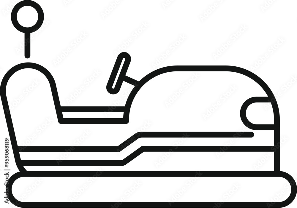 Simple line icon of a bumper car, evoking funfair attractions and childhood memories Simple line icon of a bumper car, evoking funfair attractions and childhood memories