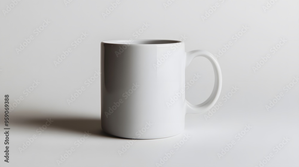 Fototapeta premium Simple Ceramic Mug: A single, unadorned ceramic coffee mug, centered on a white background, with a slight shadow for depth.