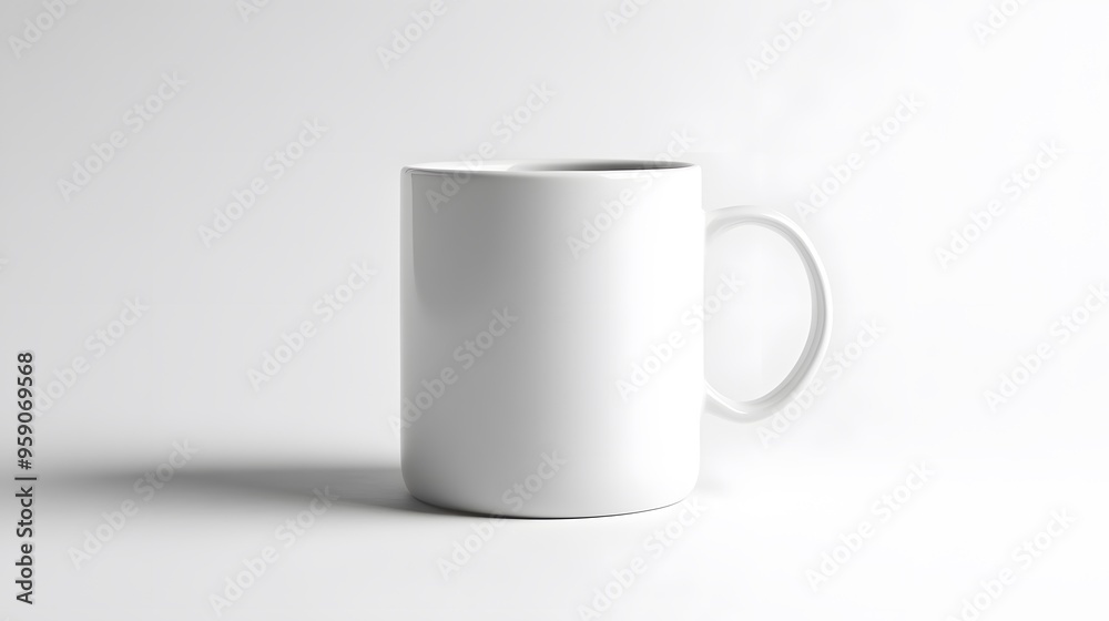 Simple Ceramic Mug: A single, unadorned ceramic coffee mug, centered on a white background, with a slight shadow for depth.
