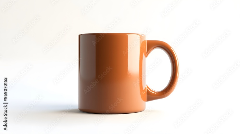 Fototapeta premium Simple Ceramic Mug: A single, unadorned ceramic coffee mug, centered on a white background, with a slight shadow for depth.