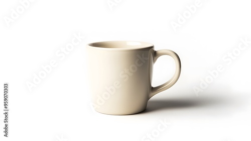 Simple Ceramic Mug: A single, unadorned ceramic coffee mug, centered on a white background, with a slight shadow for depth. 