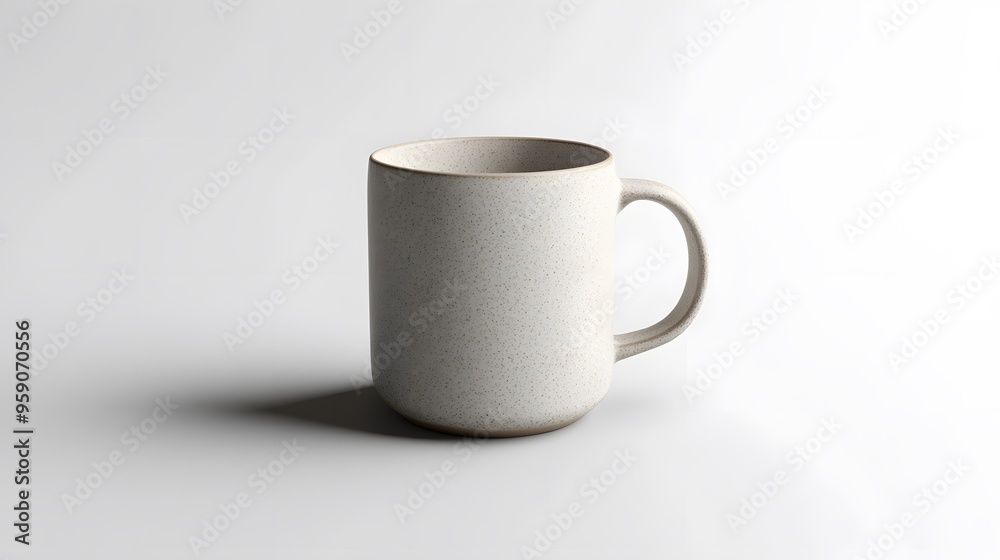Fototapeta premium Simple Ceramic Mug: A single, unadorned ceramic coffee mug, centered on a white background, with a slight shadow for depth. 