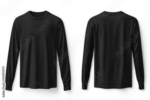 Black long sleeve tshirt mockup isolated created with Generative AI