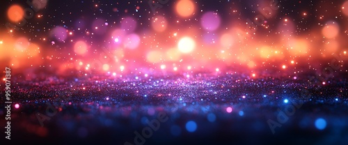 Abstract background with blurred glowing lights and sparkle.