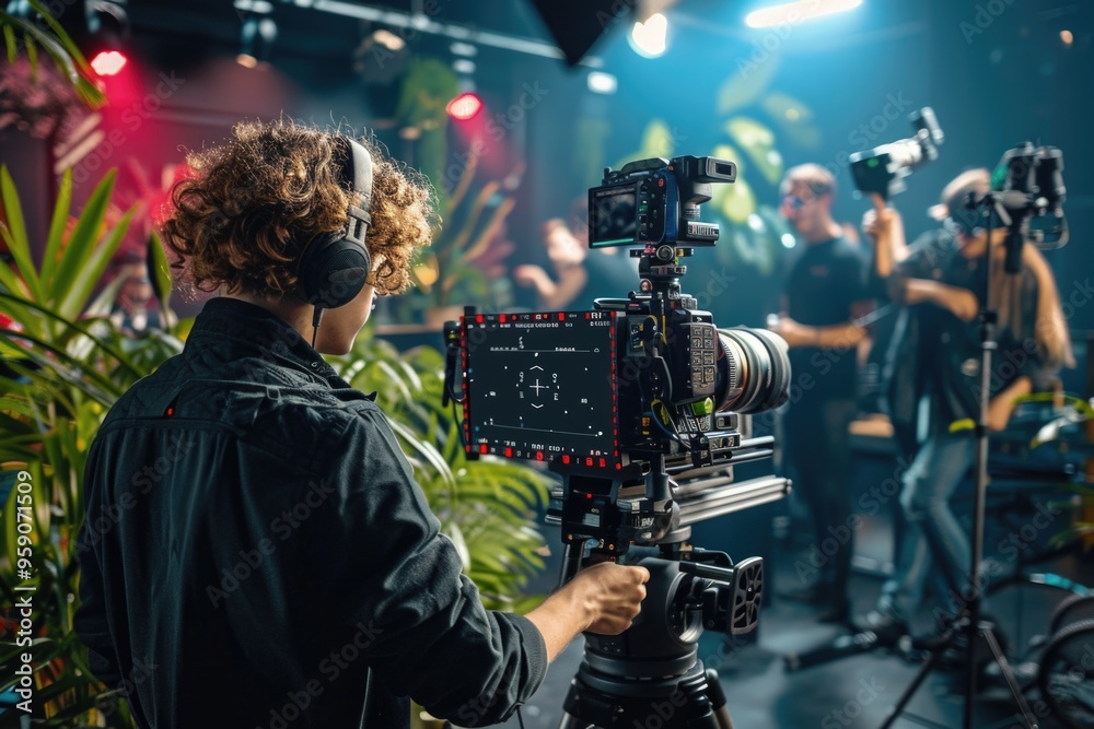 A person holding a camera in front of a group, perfect for social media or family events A person holding a camera in front of a group, perfect for social media or family events