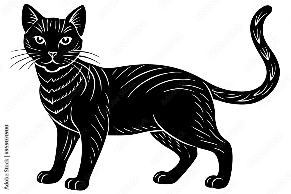 Obraz premium cat silhouette with black and white background