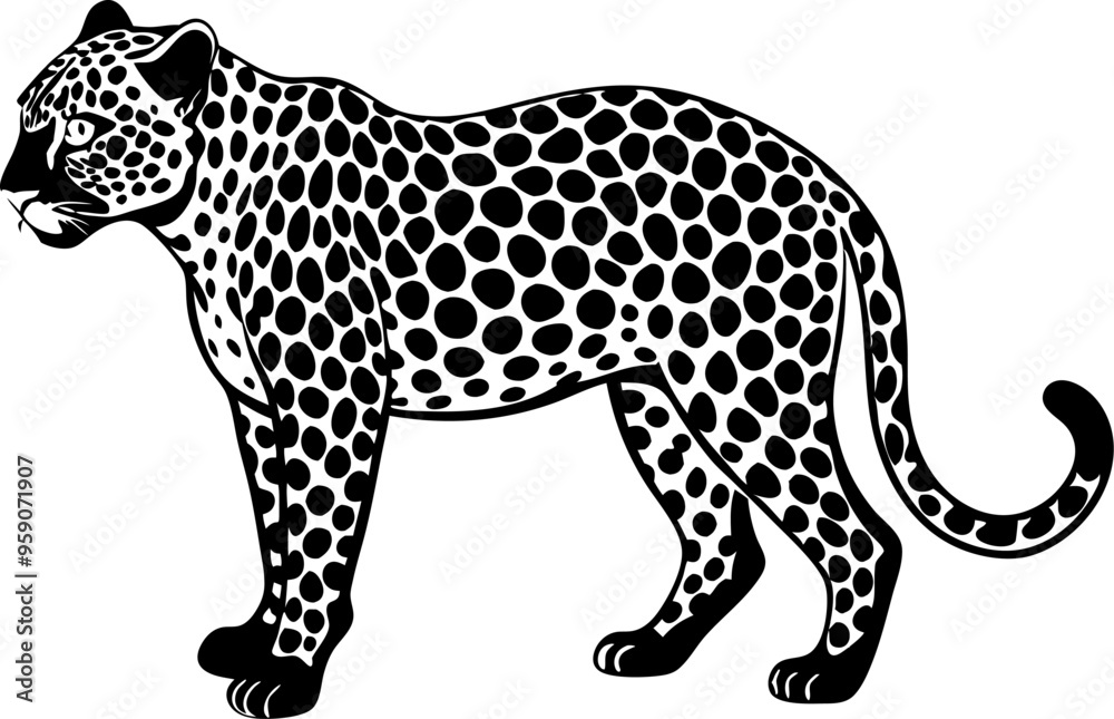 leopard silhouette with white background leopard silhouette with white background