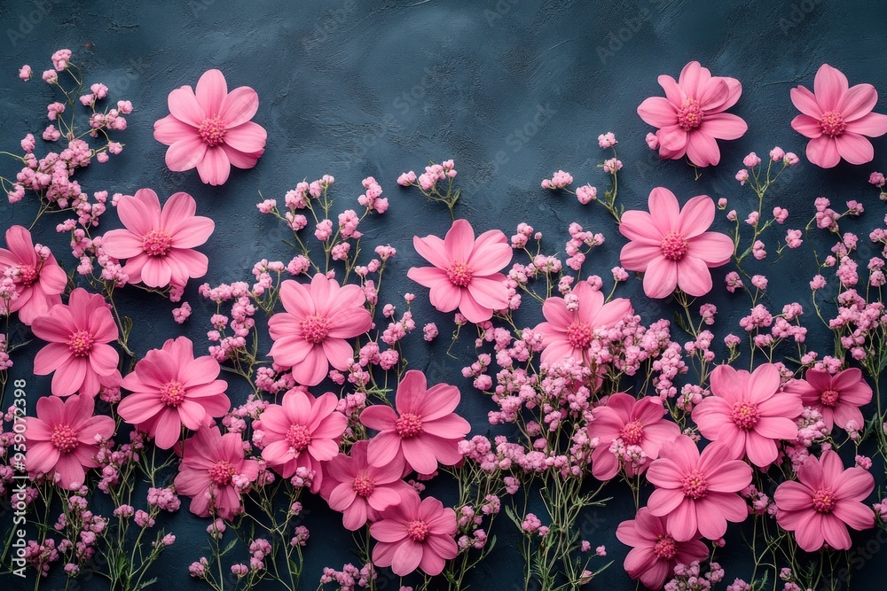 Pink Flowers on a Dark Background Pink Flowers on a Dark Background