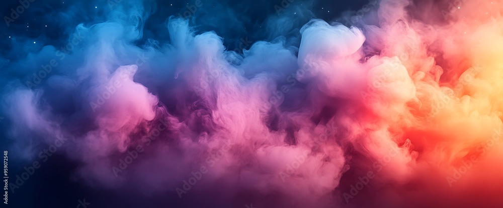 Abstract background with colorful smoke clouds and stars. Abstract background with colorful smoke clouds and stars.