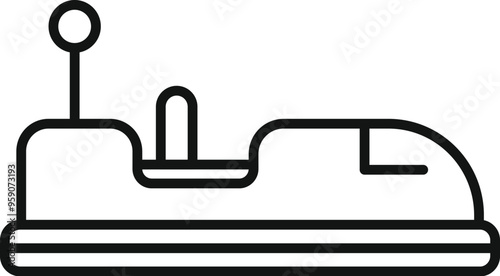 Simple line icon of a bumper car driving to the left, representing the concept of amusement park rides