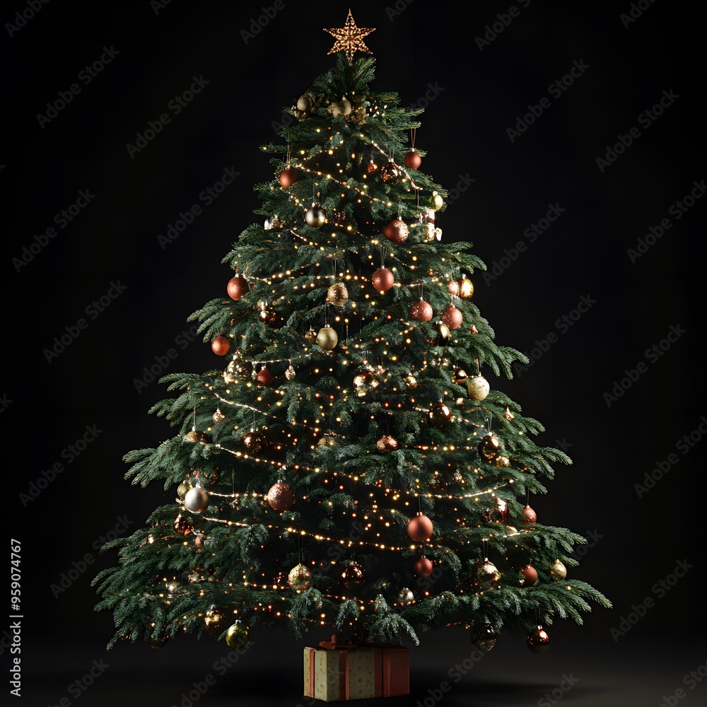 Christmas tree decorated with many luxurious ornaments Christmas tree decorated with many luxurious ornaments