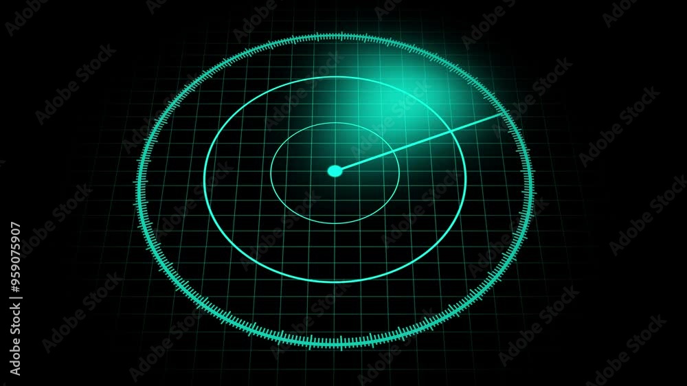 Radar loop animation, Digital radar screen with targets on monitor in ...