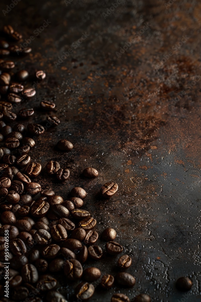 A pile of coffee beans sits on a table, perfect for decoration or use as a prop A pile of coffee beans sits on a table, perfect for decoration or use as a prop