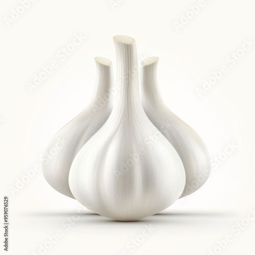 Thai garlic cloves, kitchen element, photorealistic design, crisp white, isolated on white background photo