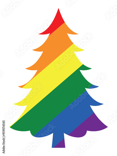 Christmas tree, gay pride rainbow, vector drawing for the LGBT community