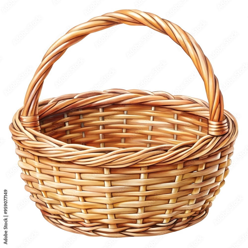 Obraz premium watercolor wicker basket isolated on white