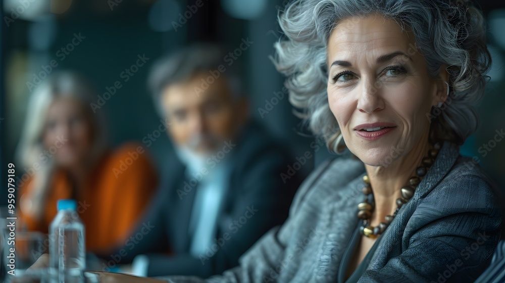 Confident senior woman in business meeting. Generative by AI Confident senior woman in business meeting. Generative by AI
