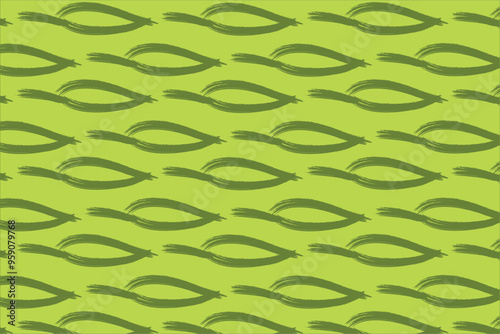 Hand drawn matcha tea leaves - seamless pattern. Vector illustration.