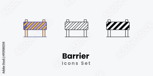 Barrier  Icons thin line and glyph vector icon stock illustration