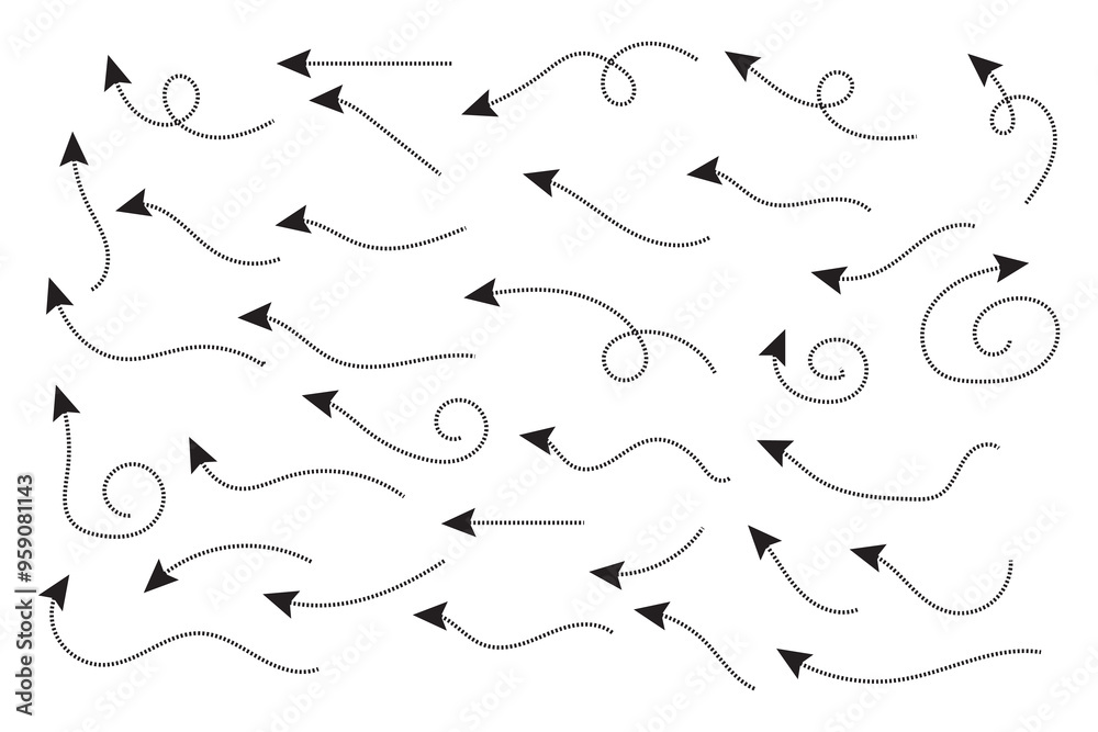 Doddle arrow set, collection of hand drawn arrows, vector set.
