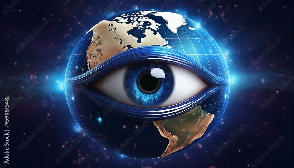 3d world globe and eye represent world sight day. 3d illustration. 3d world globe and eye represent world sight day. 3d illustration.