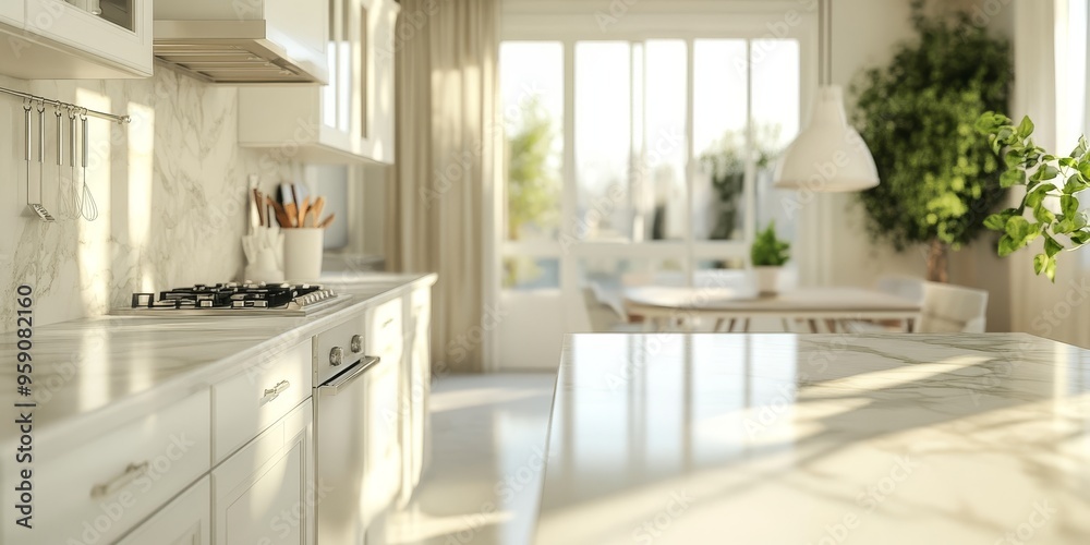 This spacious, bright kitchen features a stunning marble bench and sleek modern design, creating an inviting atmosphere with ample natural light for an enjoyable cooking experience This spacious, bright kitchen features a stunning marble bench and sleek modern design, creating an inviting atmosphere with ample natural light for an enjoyable cooking experience