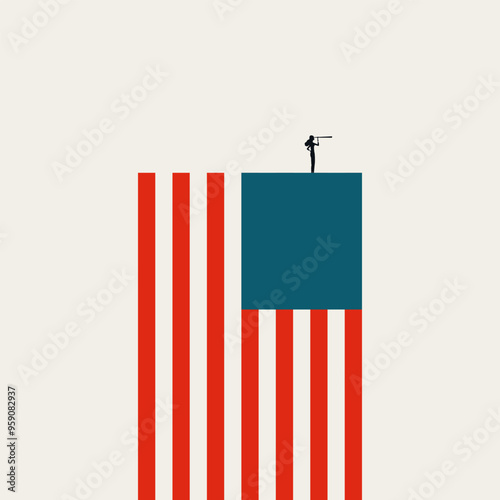 US presidential election vector concept illustration. Symbol of the future of the country, having vision. Minimal design