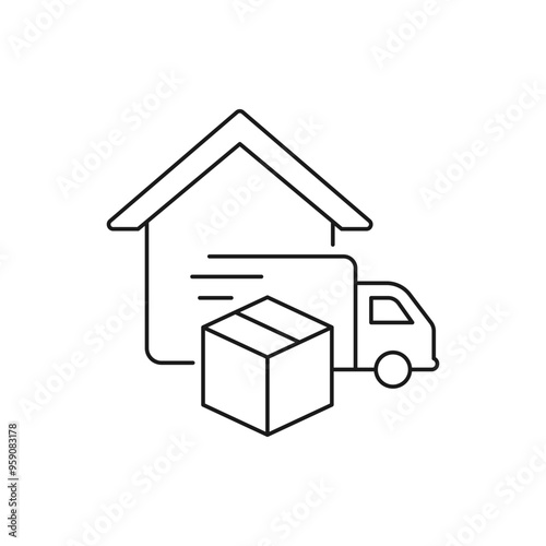 Home delivery truck icon concept isolated on white background. Vector illustration