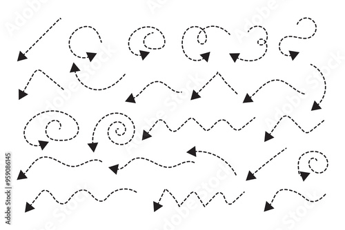 Hand drawn dotted arrow line clip art