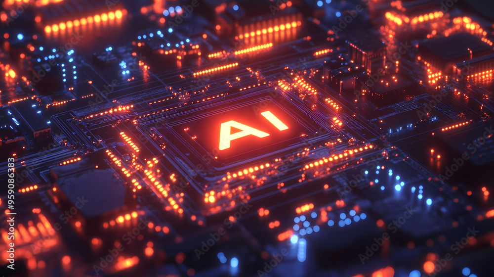 Fototapeta premium AI chip technology background