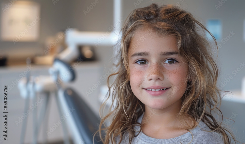 Happy little child smiling carefree at a dentist appointment. Happy little child smiling carefree at a dentist appointment.
