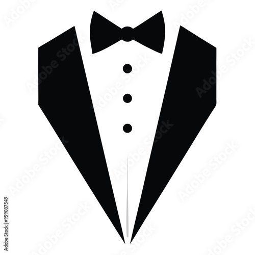 Tuxedo Bow and Tie vector silhouette,