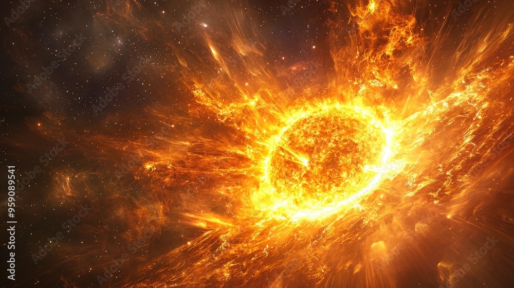 Fototapeta premium Celestial Birth: Ignition of the Young Sun’s Core