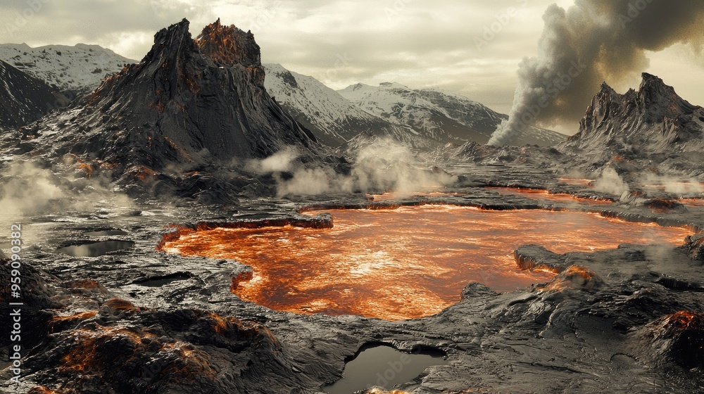 Fototapeta premium Primitive Microorganisms in Cooling Lava