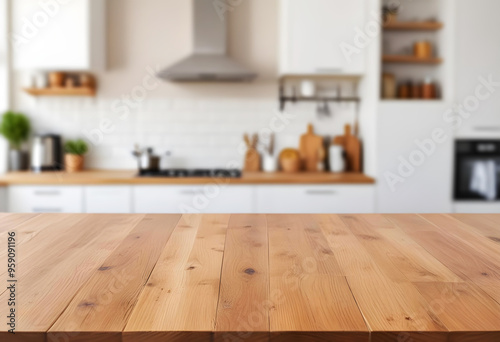 tabletop with kitchen interior background 