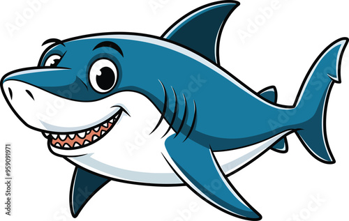 Great Shark vector on Isolated Background Shark Vector with Background