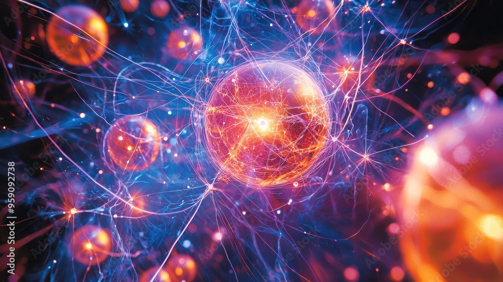 Fototapeta premium Formation of First Atoms Post-Big Bang with Cosmic Background Radiation
