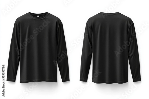 Black long sleeve tshirt mockup isolated created with Generative AI