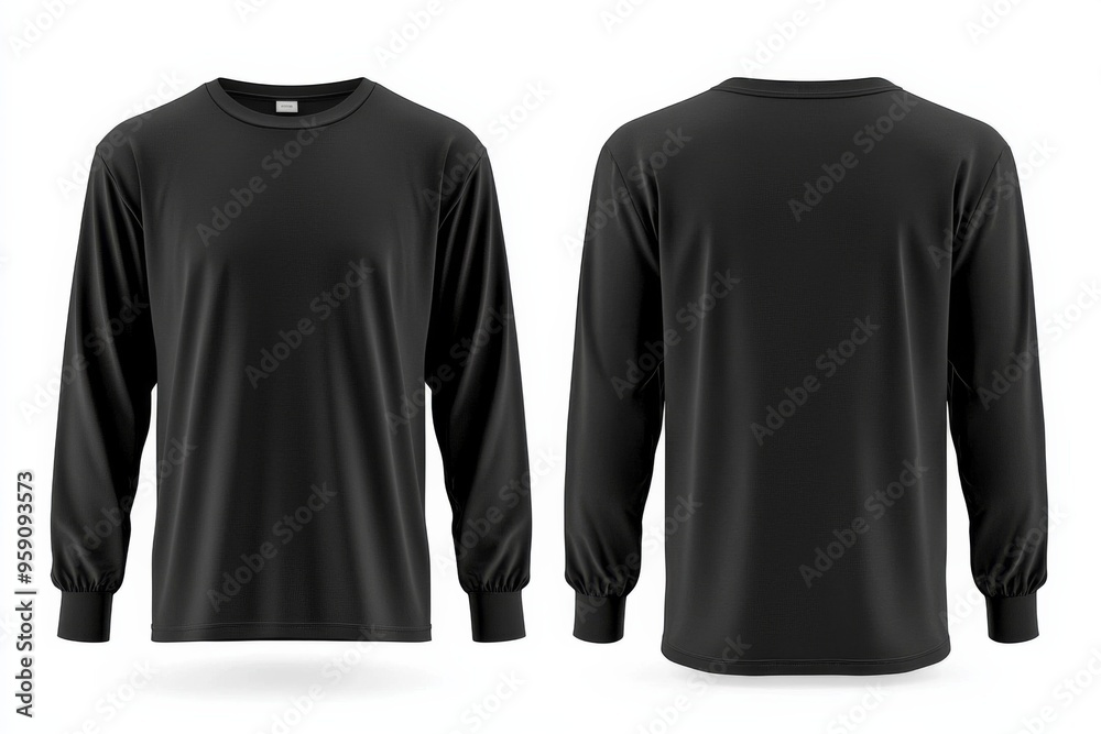 Black long sleeve tshirt mockup isolated created with Generative AI Black long sleeve tshirt mockup isolated created with Generative AI