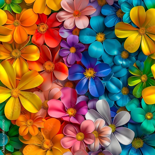 A bunch of colorful flowers that are all different colors