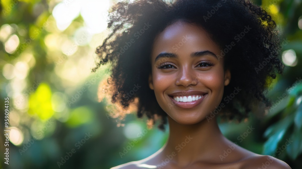 Elegant Ebony Beauty: Portrait of an African American Woman with Radiant Skin Against a Soft Background Elegant Ebony Beauty: Portrait of an African American Woman with Radiant Skin Against a Soft Background