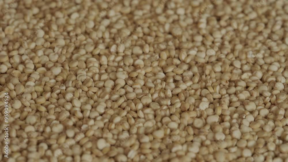 Pile of raw quinoa seeds background rotating macro. Gluten-free eating. Pile of raw quinoa seeds background rotating macro. Gluten-free eating.