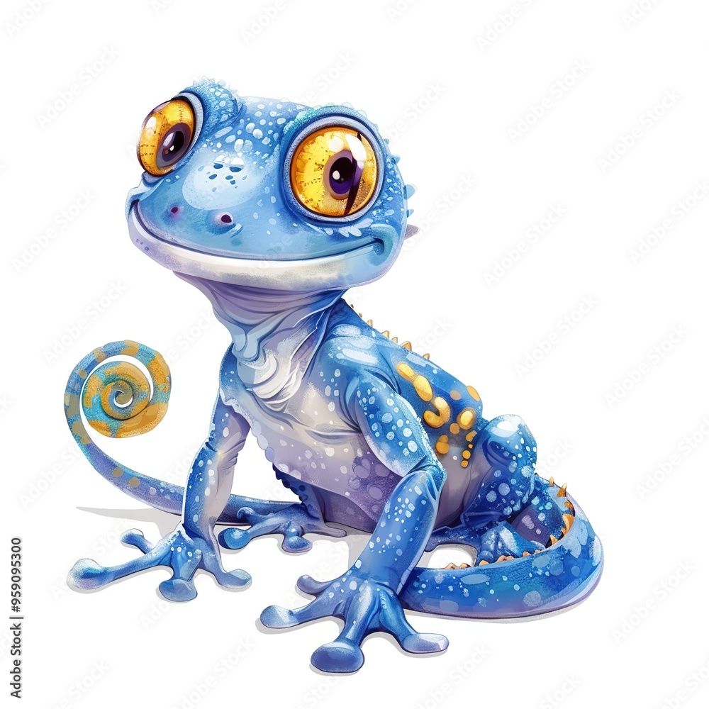 Gecko Time element fantasy cartoon isolated whitebackground 16:9 Gecko Time element fantasy cartoon isolated whitebackground 16:9