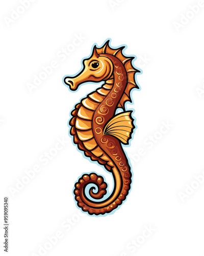 Editable stroke vector of a seahorse with a curled tail.