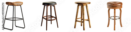 Bar stool isolated on transparent background, set of photo