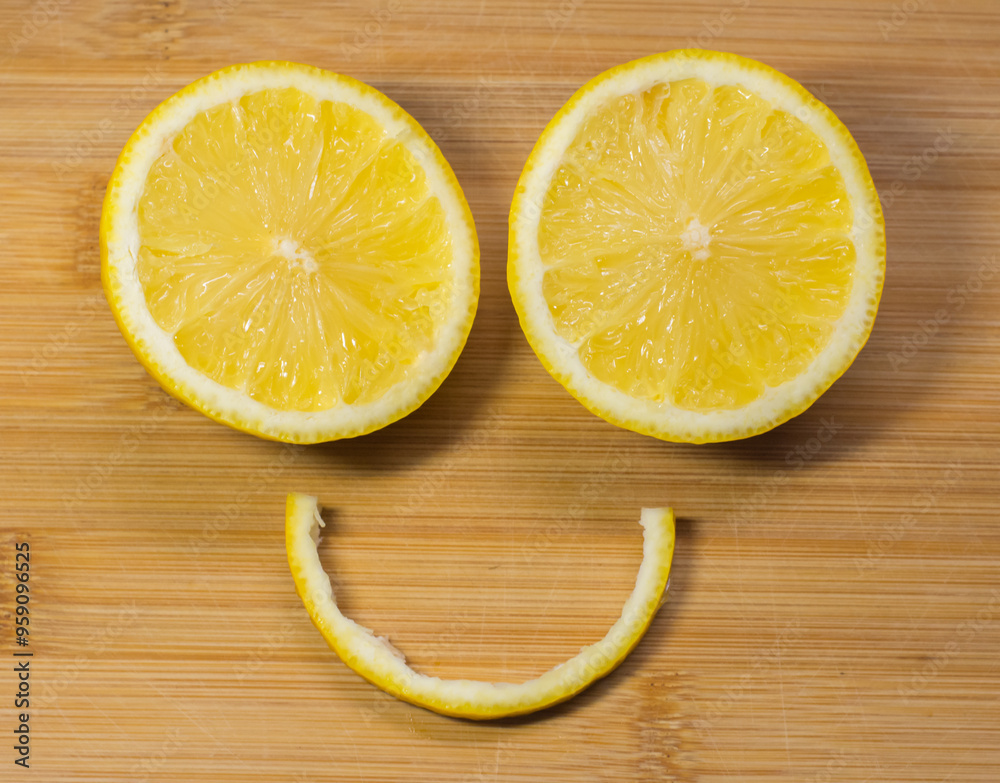 sliced lemon on wooden table sliced lemon on wooden table