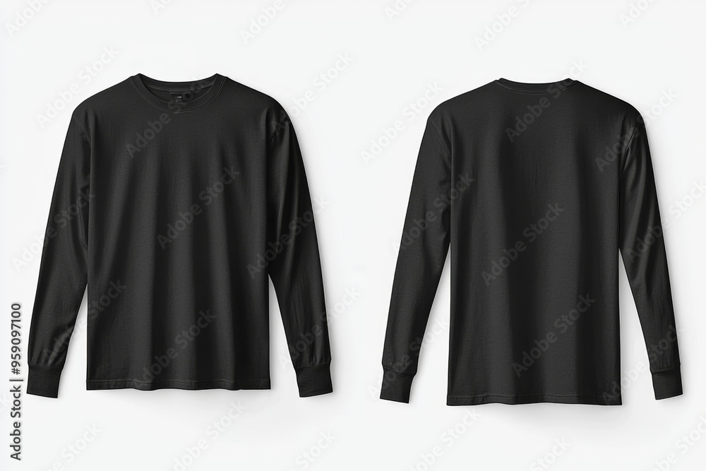 Black long sleeve tshirt mockup isolated created with Generative AI Black long sleeve tshirt mockup isolated created with Generative AI